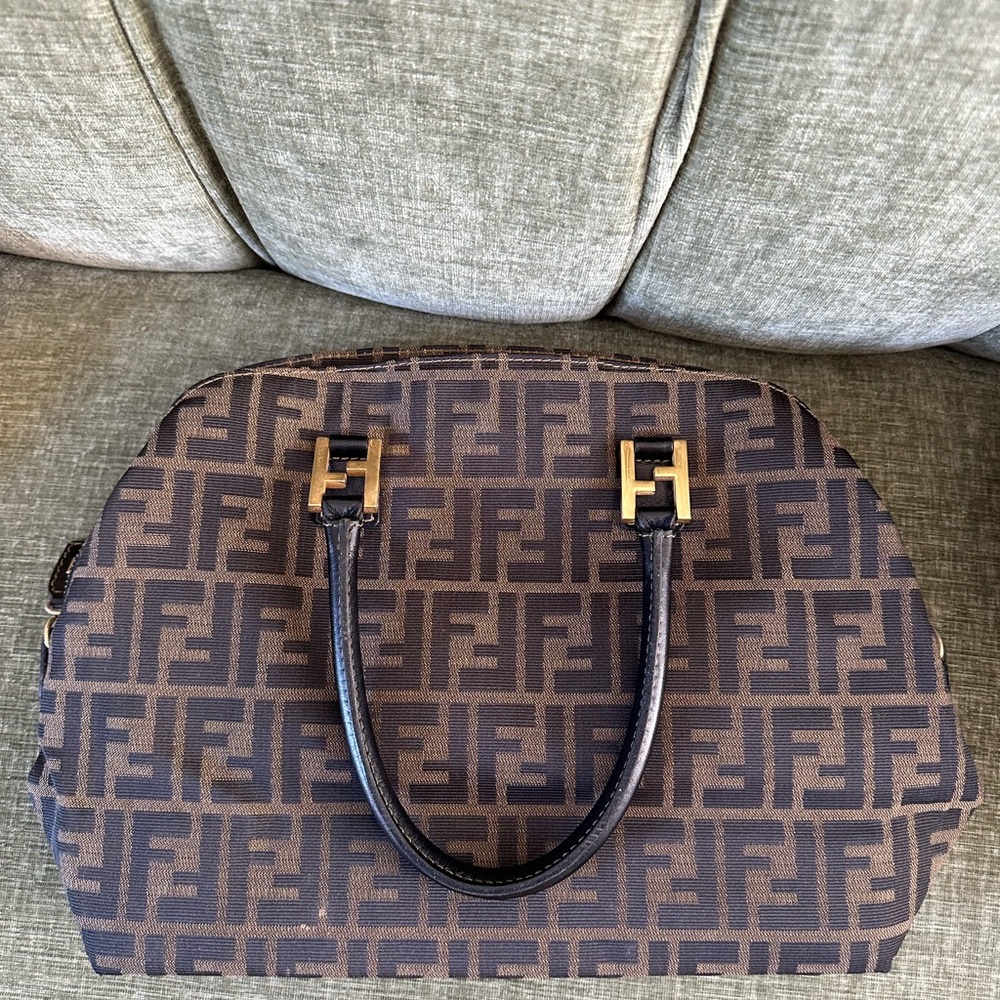 Fendi Black and Brown Logo Tote